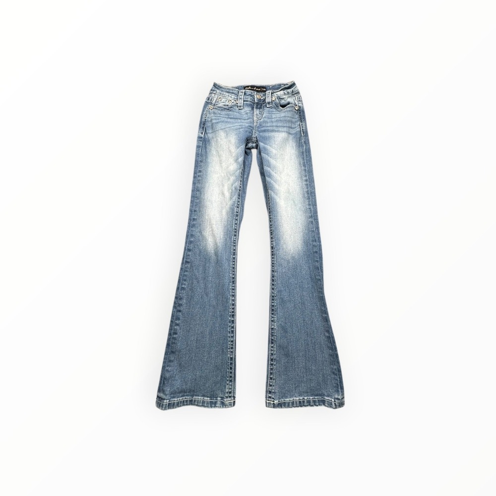 Stella in Dreams Jeans Womens 1/25 Blue Mid Rise Bootcut Embroidered SR164 Flare